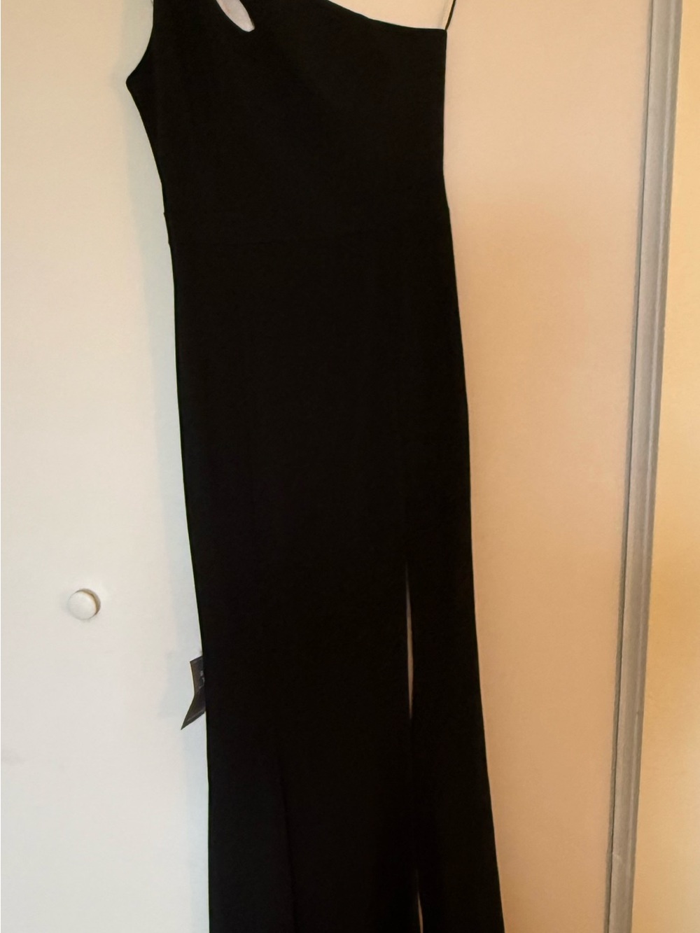 Le Château Black One-Shoulder Dress With Slit